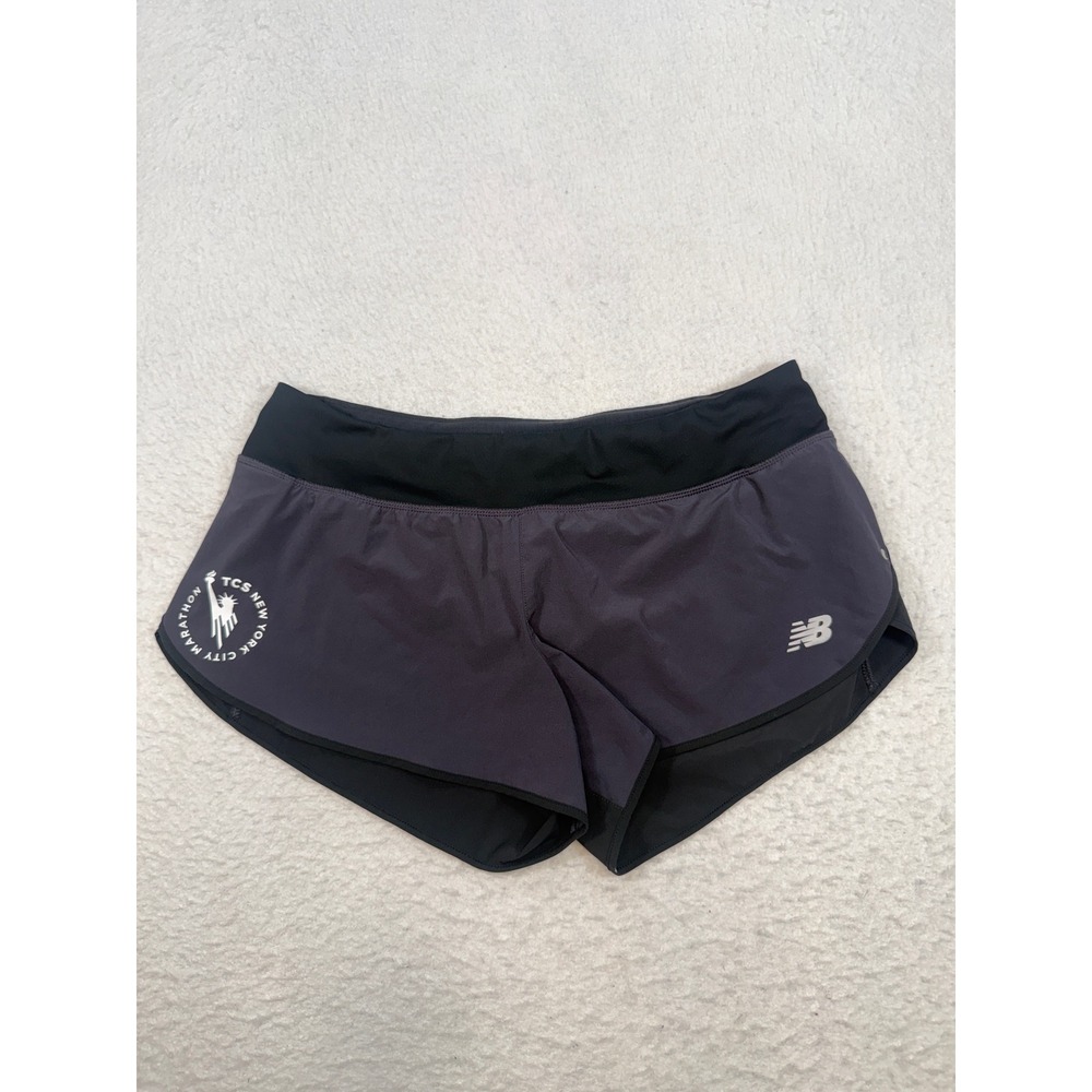 New Balance Womens TCS New York City Marathon Running Shorts Grey Black Large